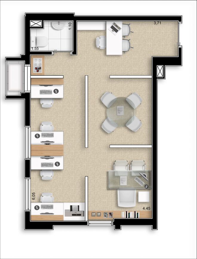 Planta ilustrada - 38m² - final 8 - com sugestão de decoração Planta ilustrada - 38m² - final 8 - com sugestão de decoração