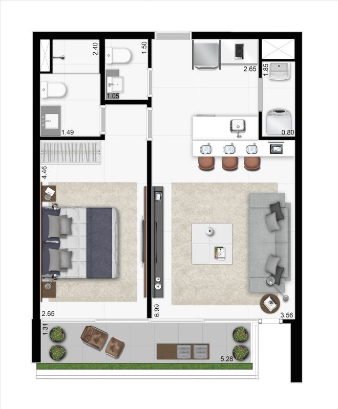 J.C Residence, Planta tipo – 56 m² J.C Residence, Planta tipo – 56 m²