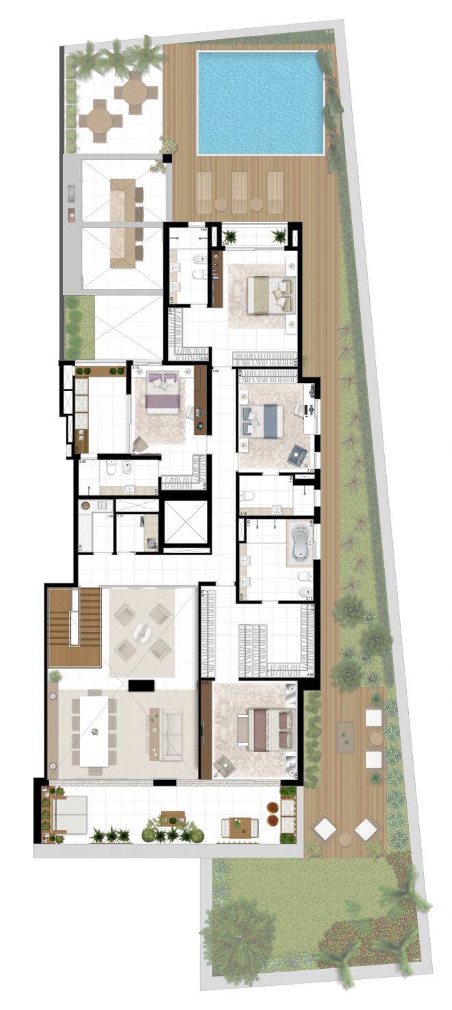 Perspectiva ilustrada da planta superior do APTO Grand Duplex - 755m² Perspectiva ilustrada da planta superior do APTO Grand Duplex - 755m²