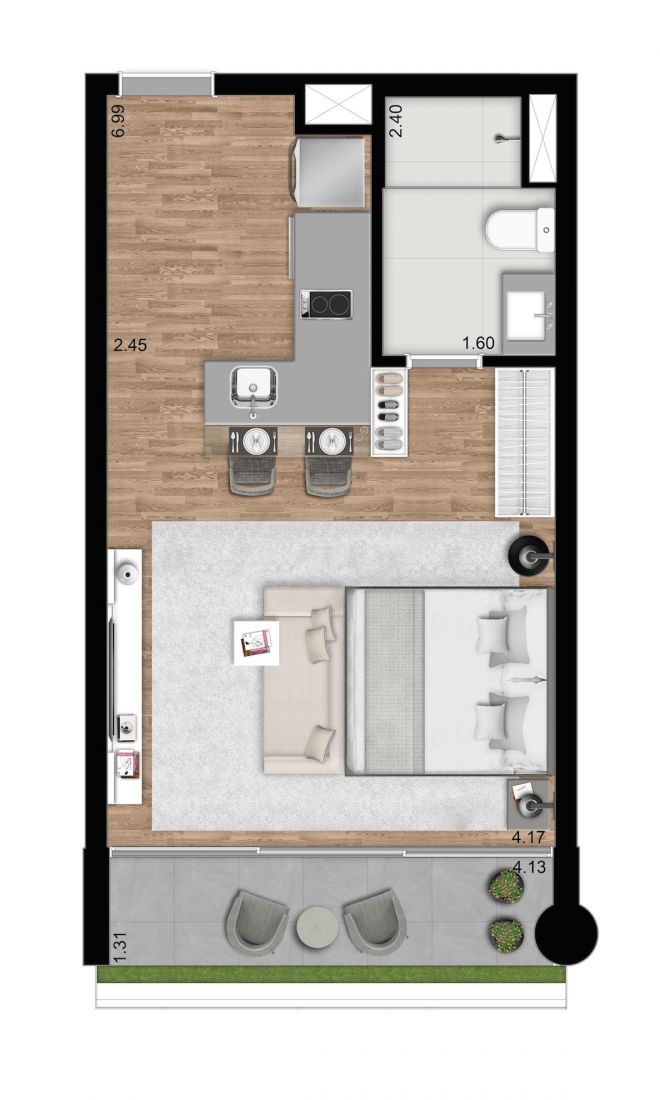 J.C Residence, Planta tipo – 37 m² J.C Residence, Planta tipo – 37 m²